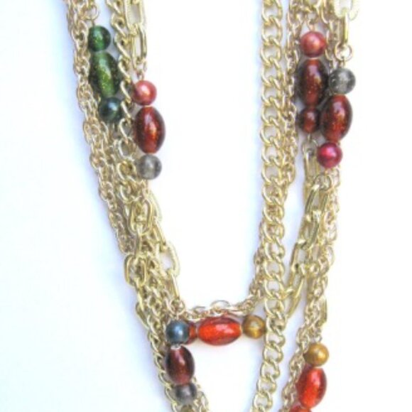 Vintage Signed PAMAR Multi-Chain & Italian Bead Necklace, Italy - Picture 4 of 4